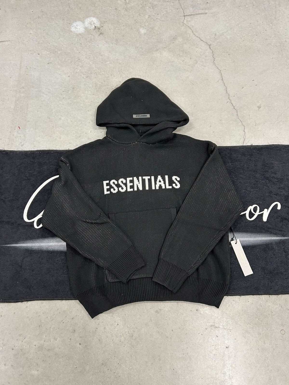 Essentials "black knit" hoodie