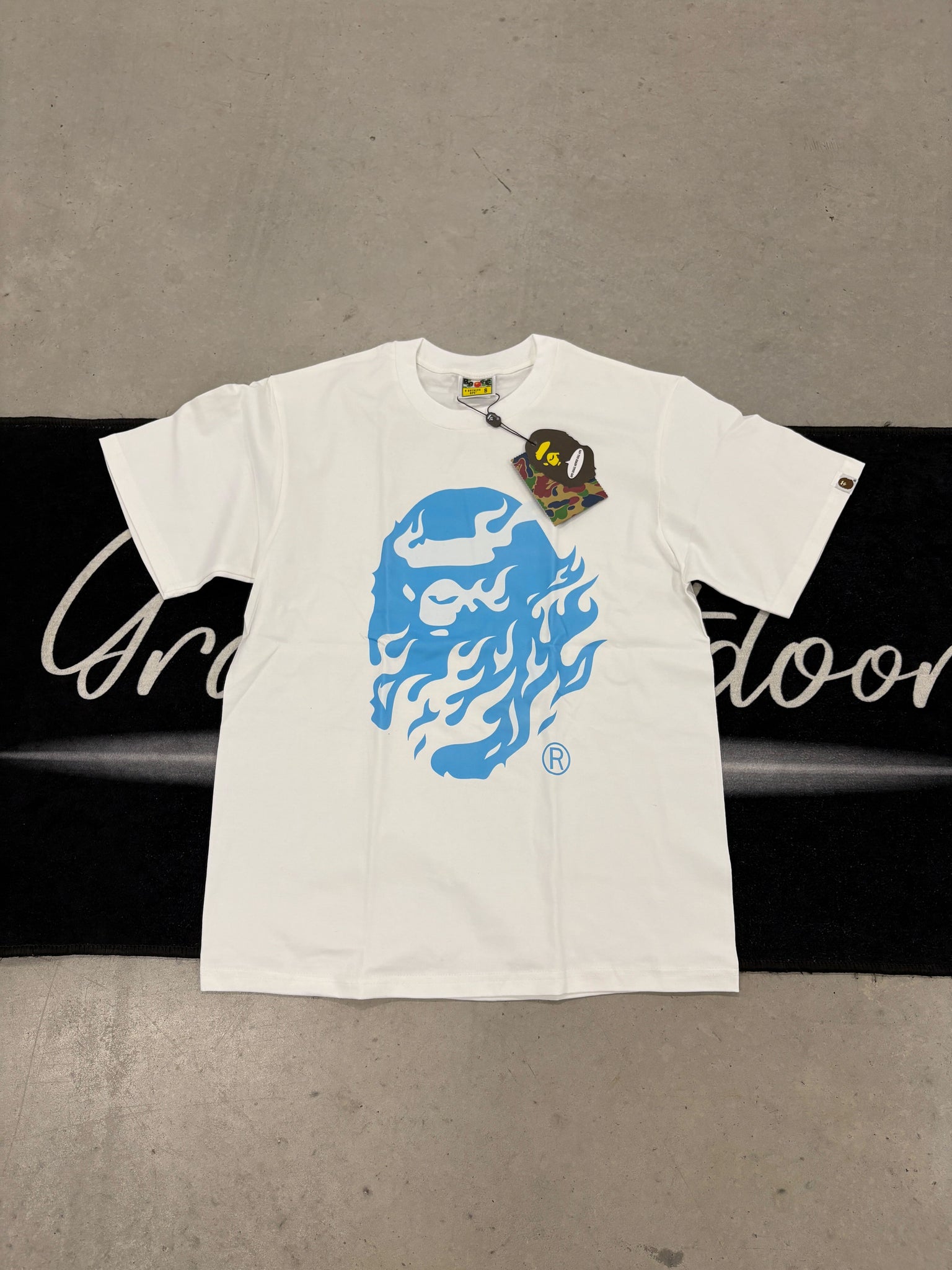 Bape "Blue Flame White" shirt