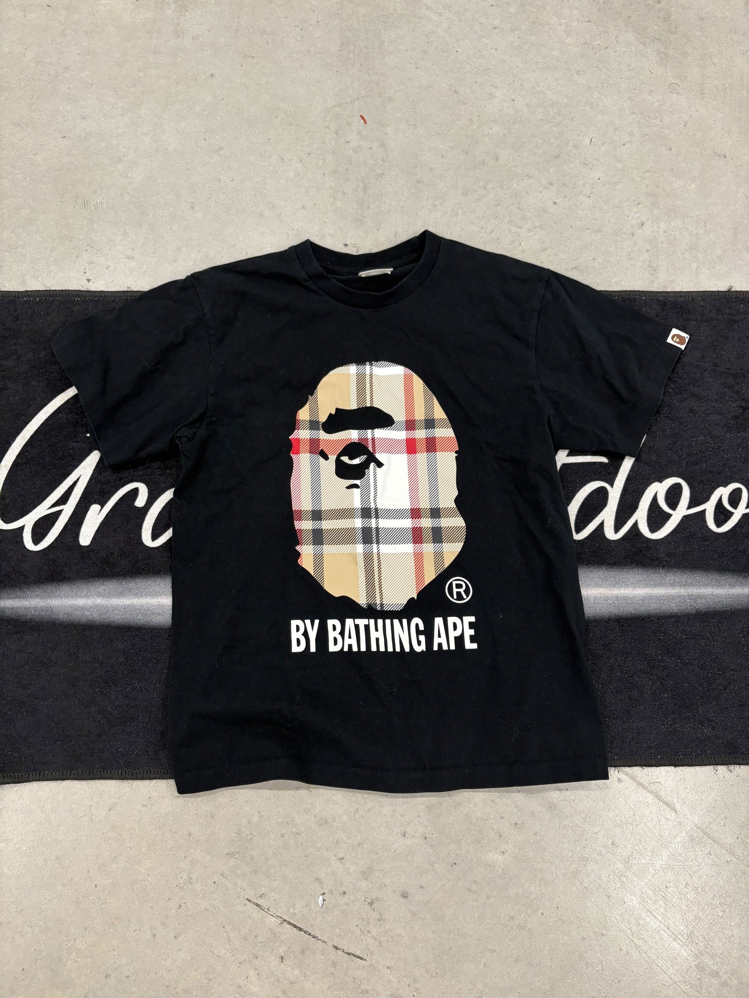 Bape "by bathing ape burberry black" shirt (used)