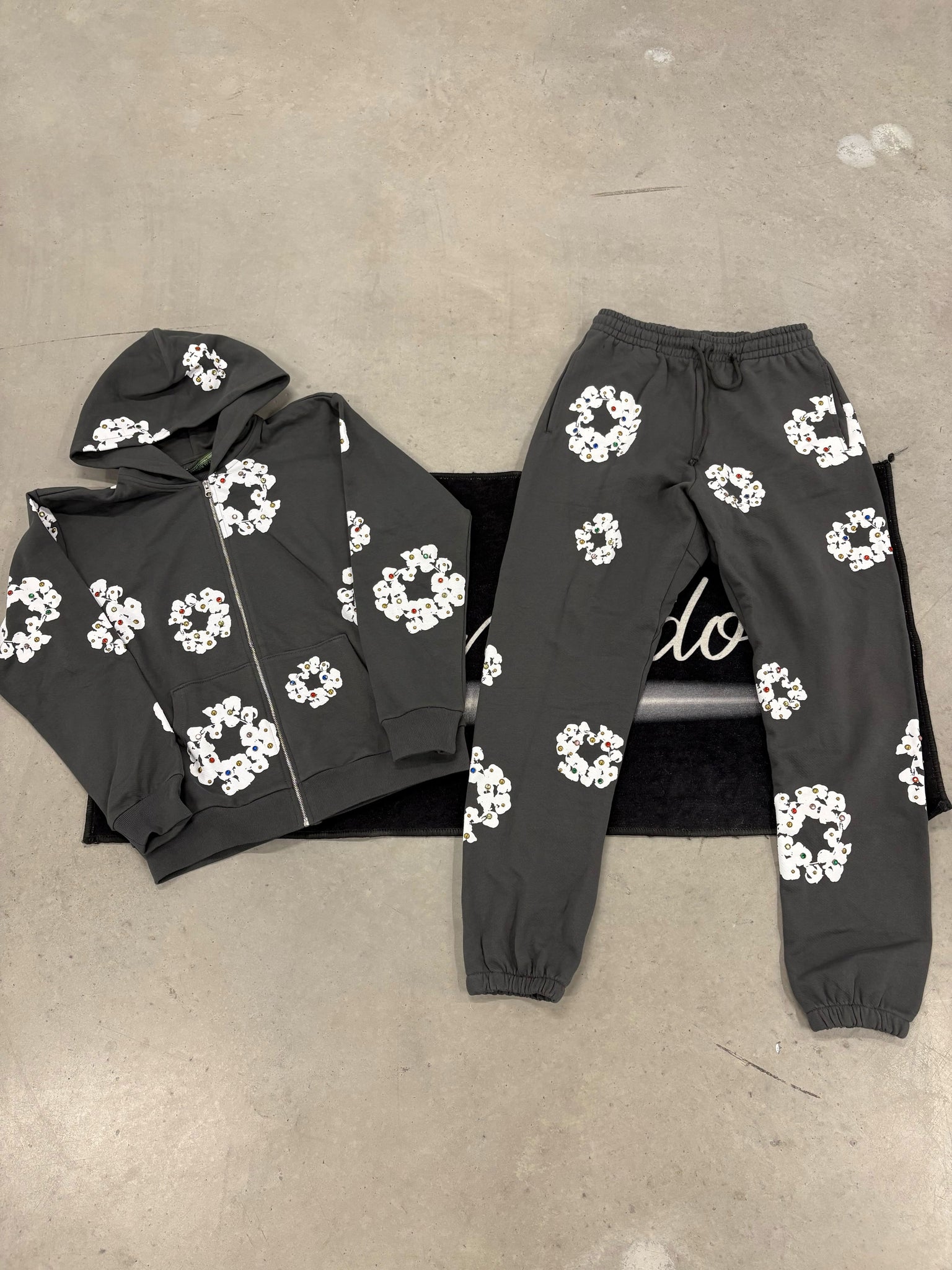 Denim Tears Vintage Black Rhinestone Zip-Up Tracksuit