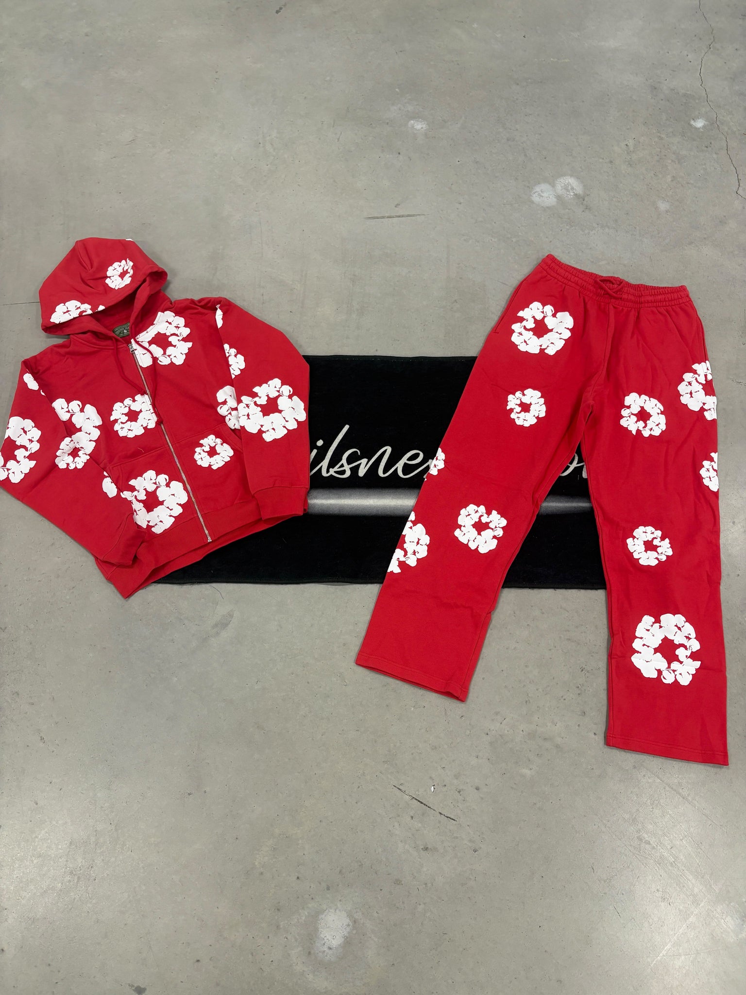 Denim Tears Red Zip-Up Open-Cut Tracksuit