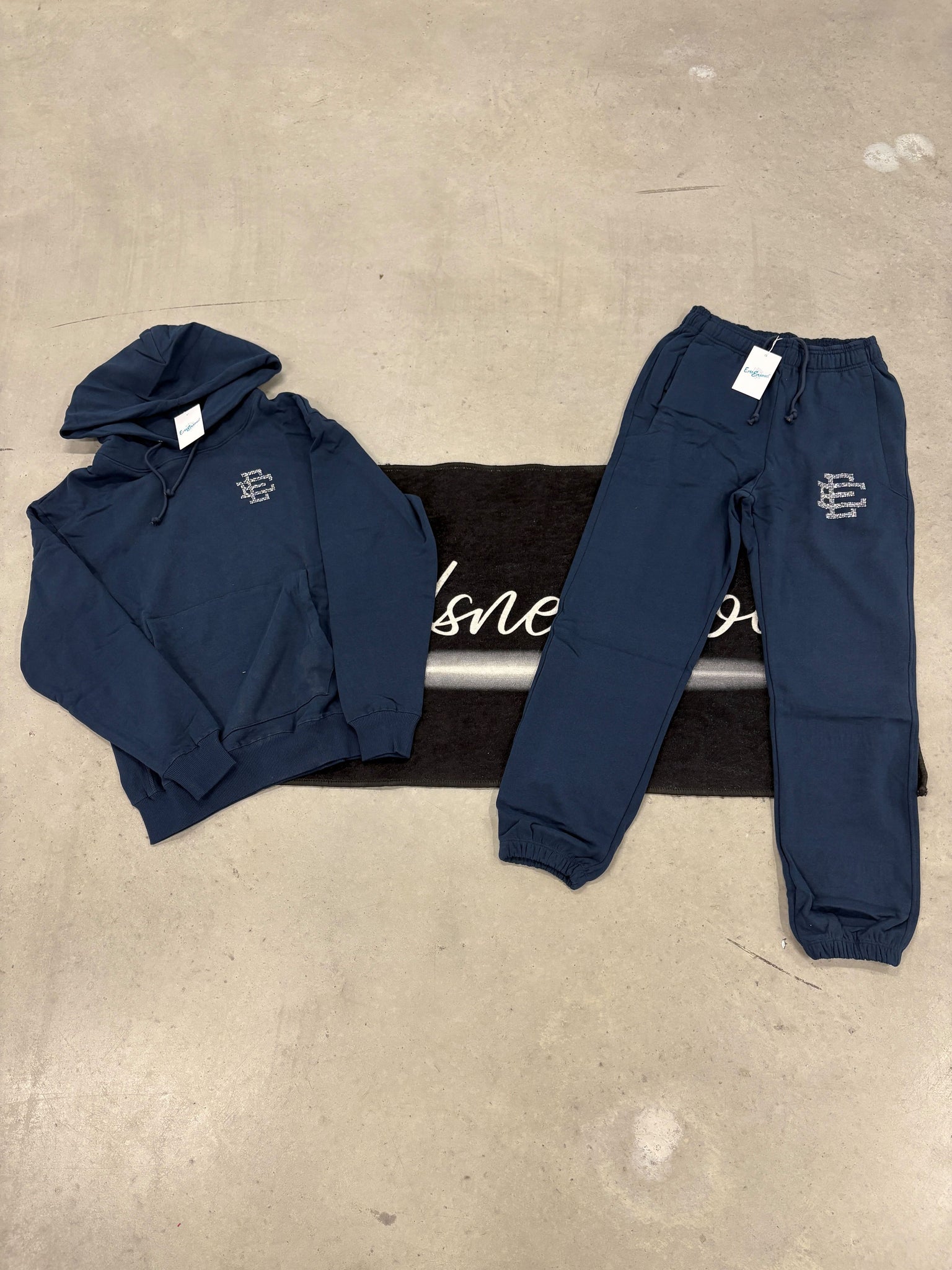 Eric Emmanuel Navy Rhinestone Tracksuit