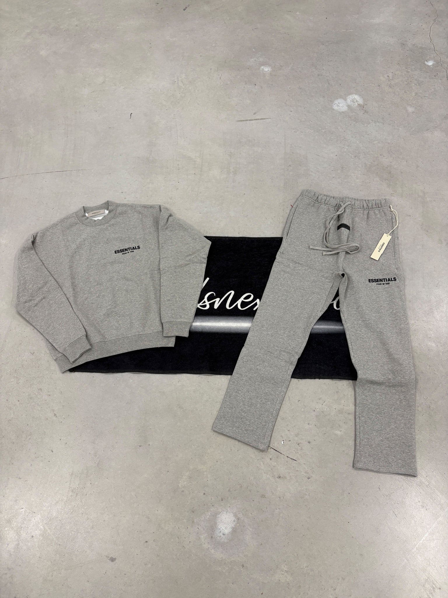 Essentials Dark Oatmeal Crewneck Open-Cut Tracksuit