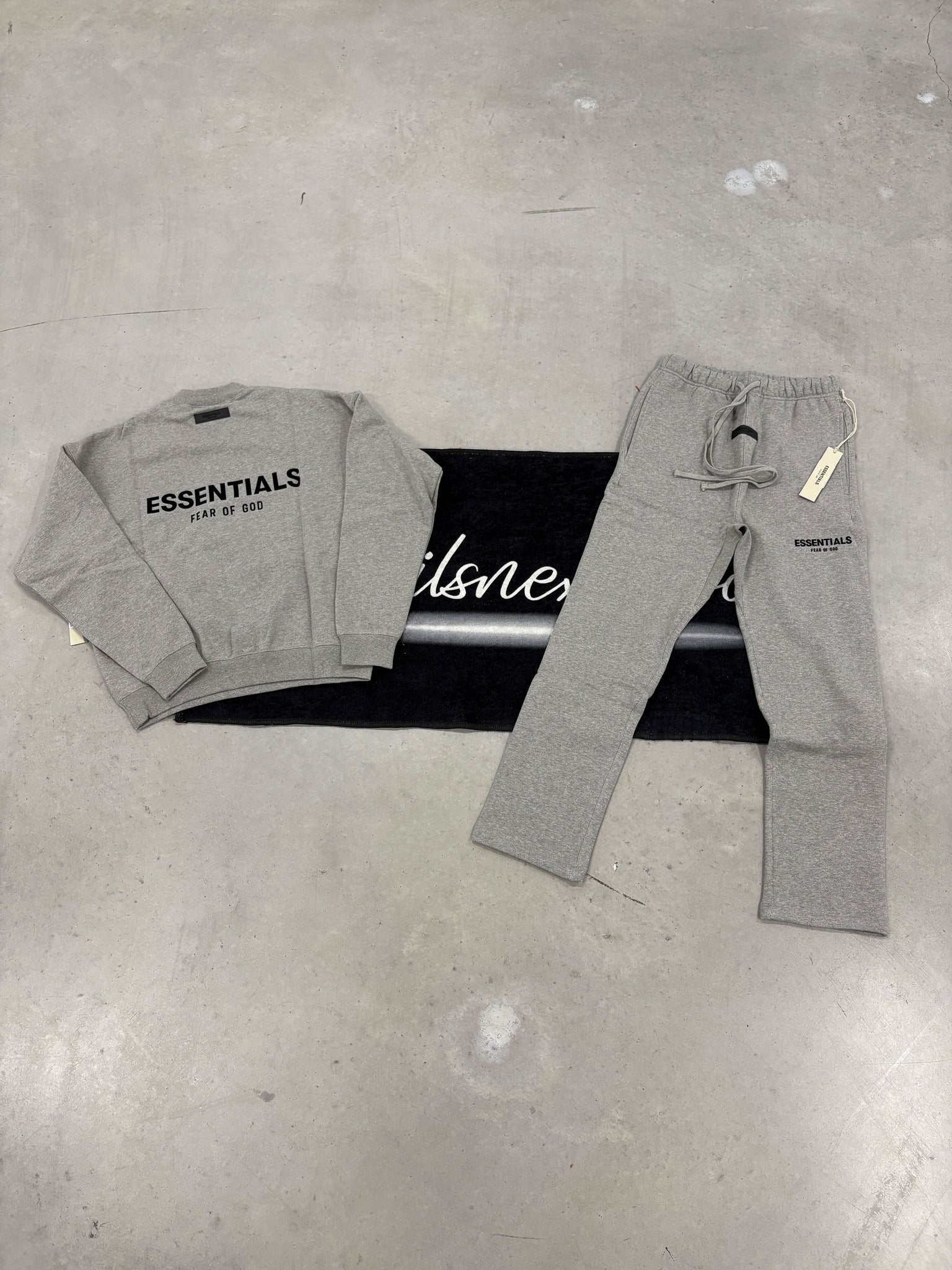 Essentials Dark Oatmeal Crewneck Open-Cut Tracksuit