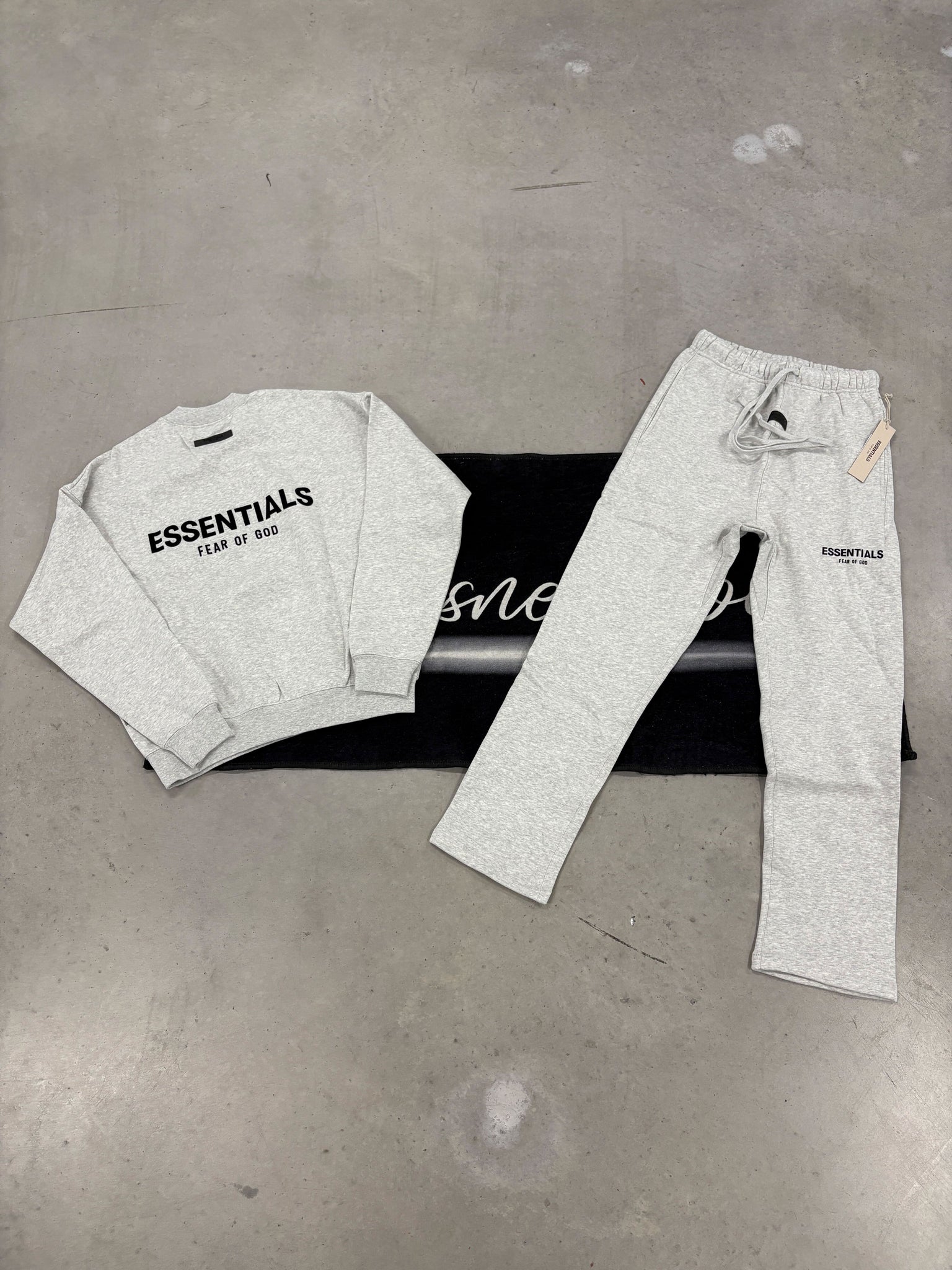 Essentials Light Oatmeal Crewneck Open-Cut Tracksuit