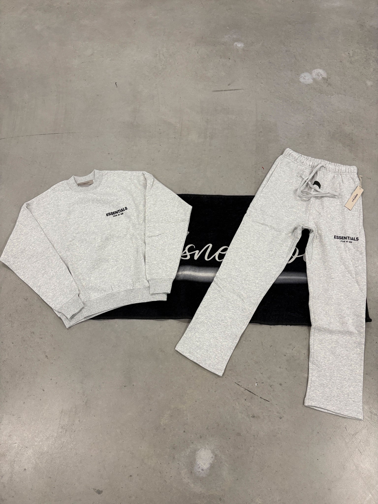 Essentials Light Oatmeal Crewneck Open-Cut Tracksuit
