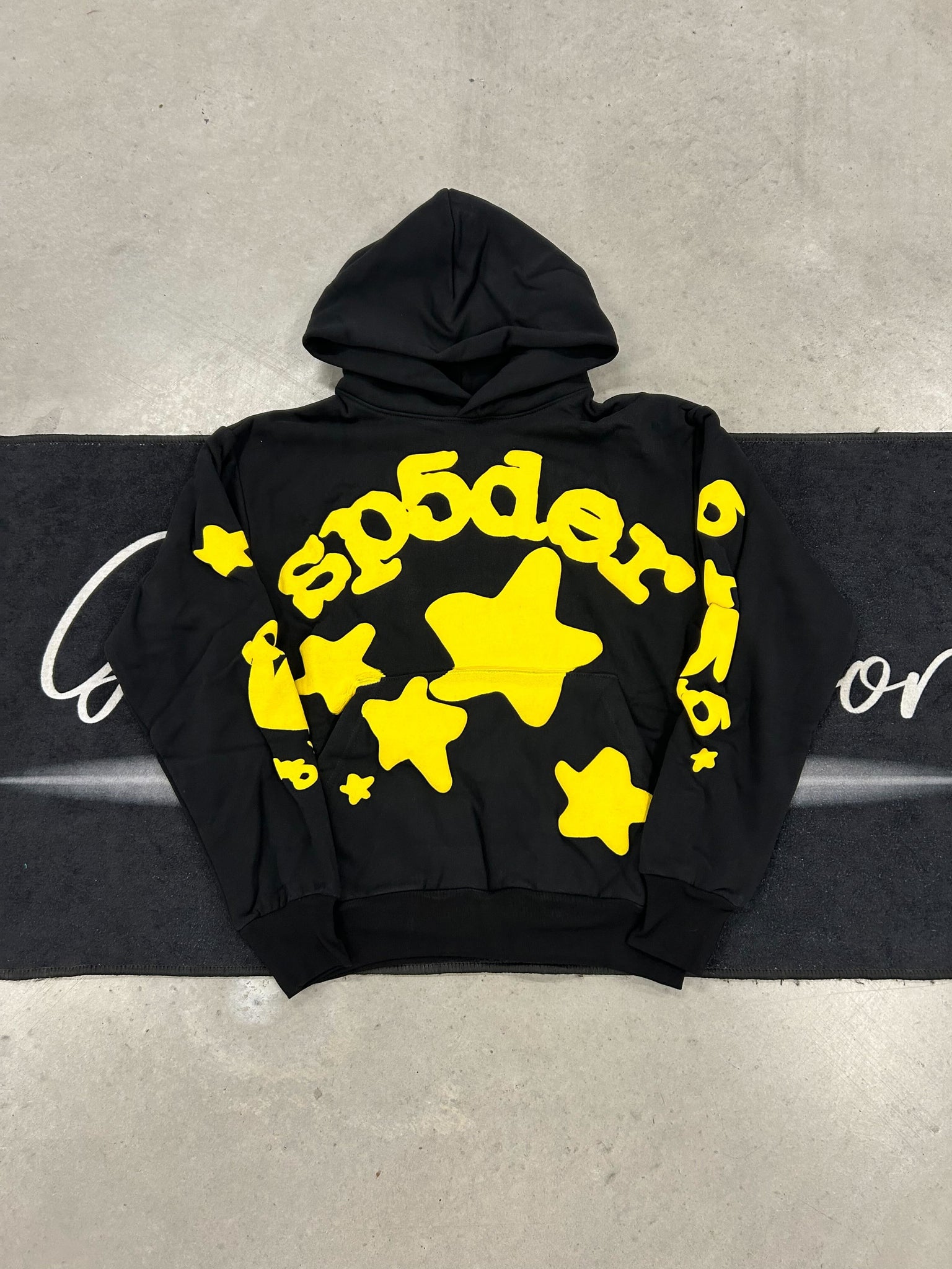 Sp5der "black and yellow beluga" hoodie