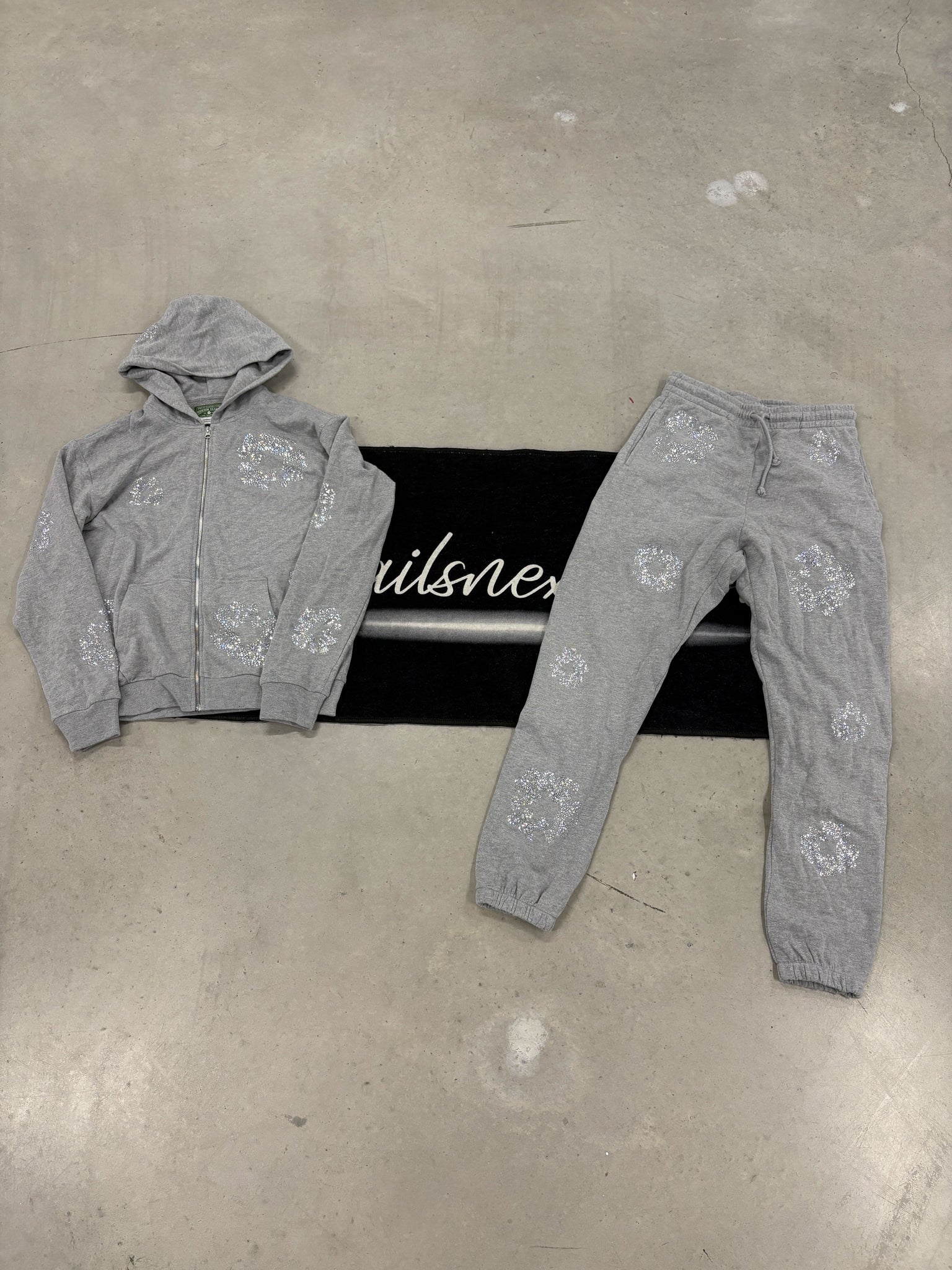 Denim Tears "Grey Rhinestone" Tracksuit (used)