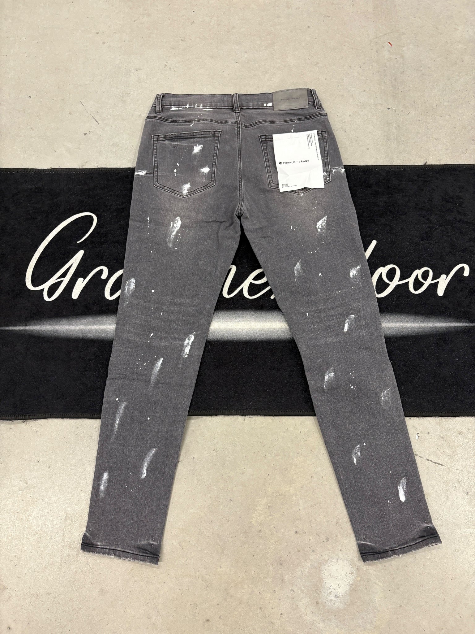 Purple "grey paint" jeans