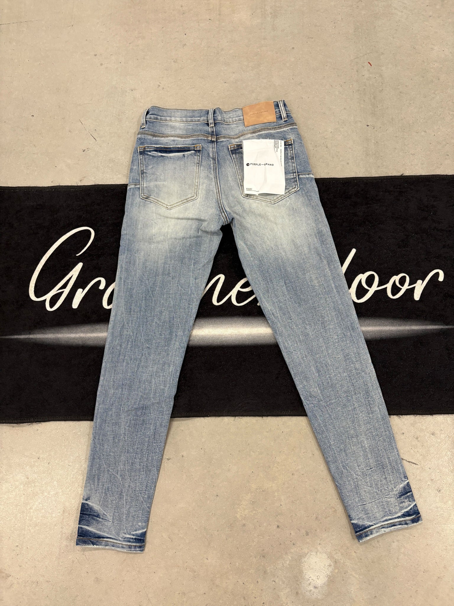 Purple "plain blue" jeans