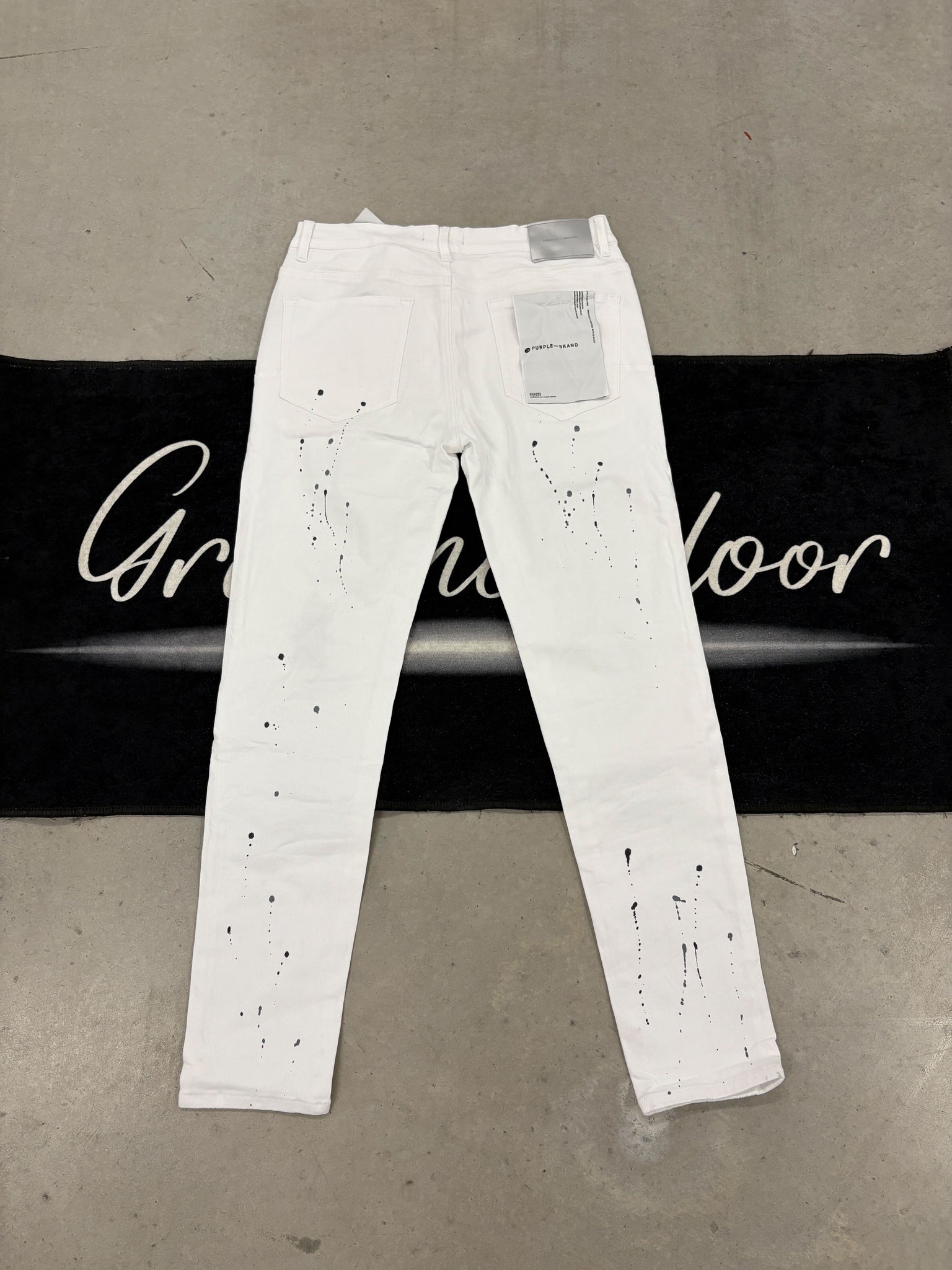 Purple "white paint" jeans