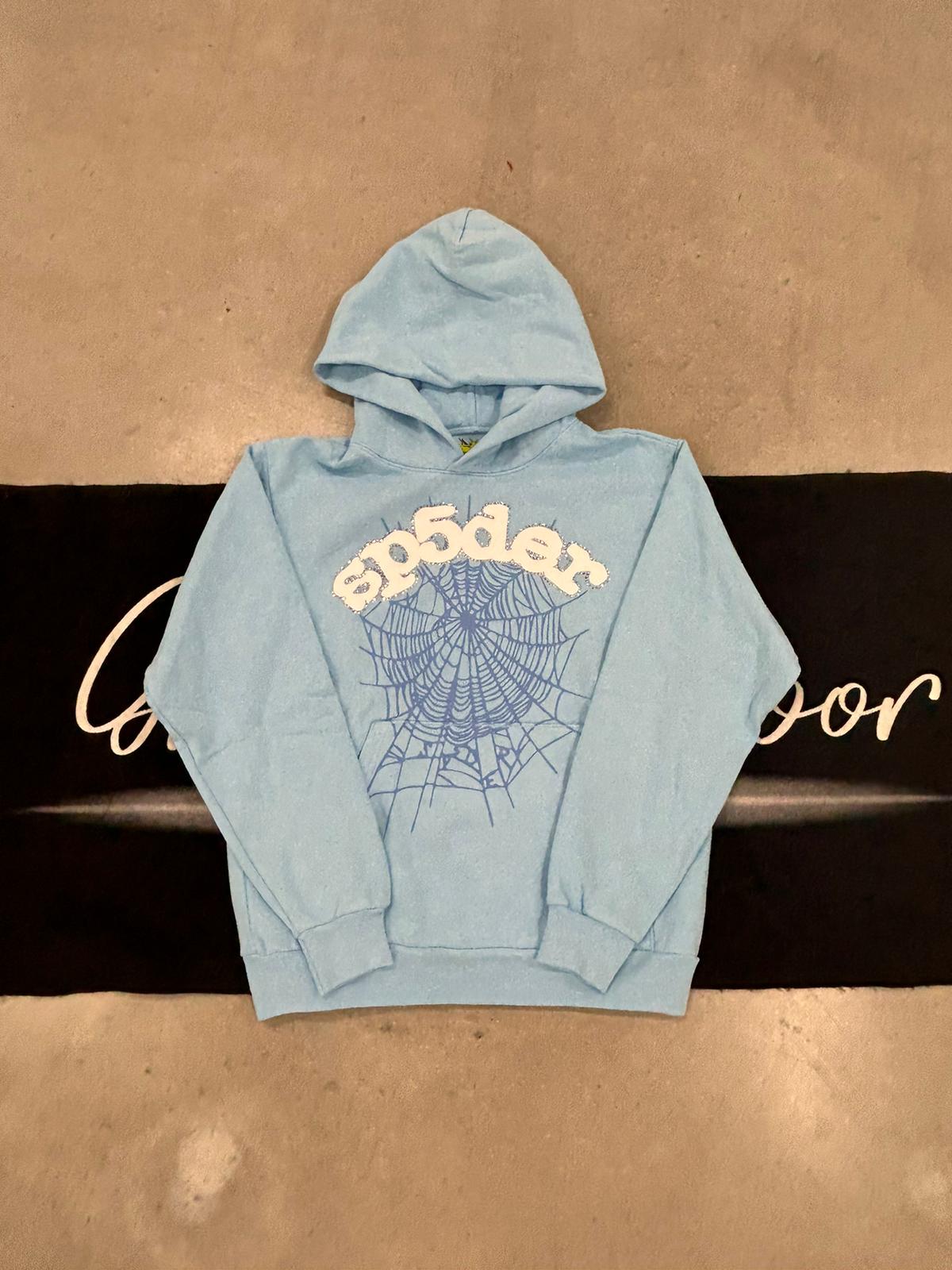 Sp5der "sky blue" hoodie