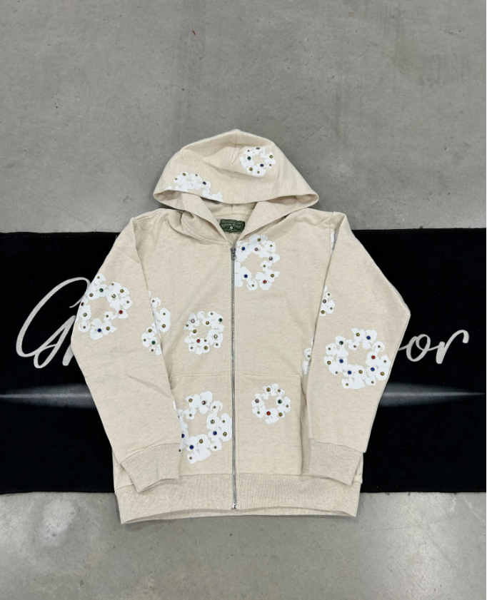 Denim Tears "Oatmeal Rhinestone" Hoodie