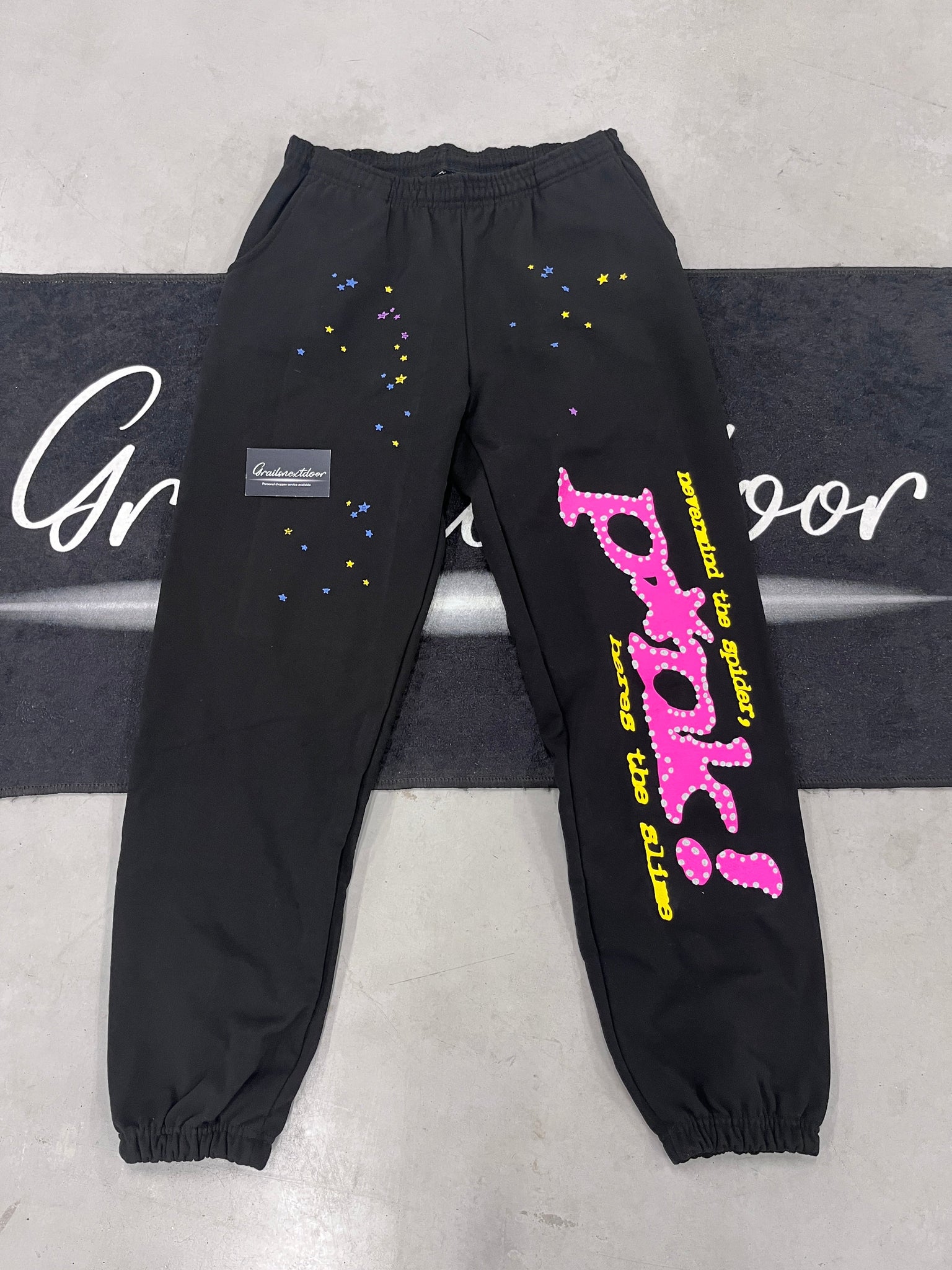 sp5der "black p*nk" pants